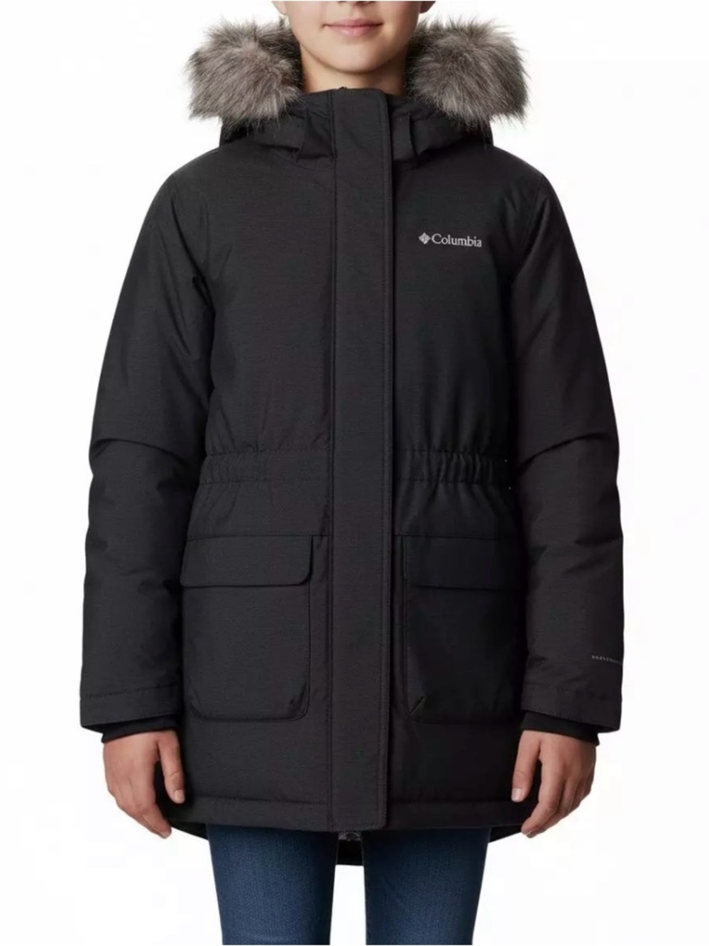 Girls' Black Columbia Nordic Strider II Hooded Jacket - Small